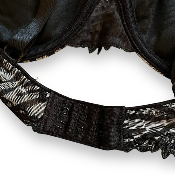 Chantelle Underwire Bra Zebra Print Mesh Black White Made in France Size 36B - Picture 7 of 11